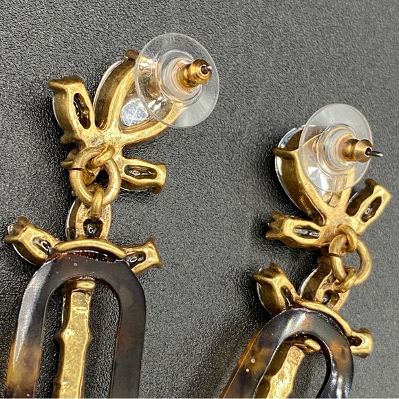 J.Crew Signed Tortoise Shell and Chunky Sparkly Dangle Earrings - Picture 5 of 11